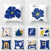 Nordic Blue and White Abstract Line Art Printing Pattern Cushion Cover Home Living Room Sofa Decorative Pillow Pillow Cover