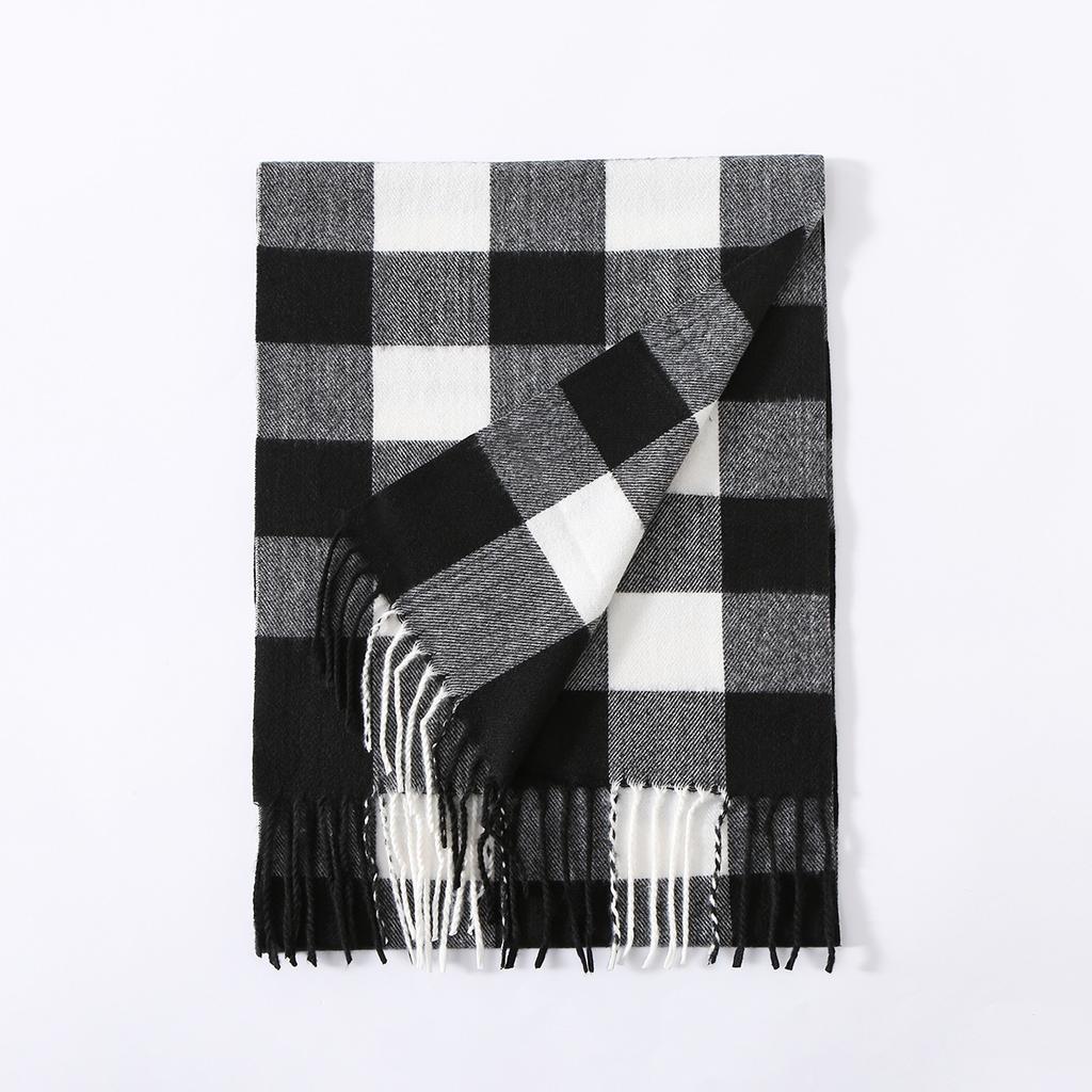 Autumn And Winter New Men'S Scarf Black And White British Style Imitation Cashmere Versatile Shawl Warm Double-Sided Scarf
