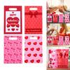 Pack of 50pcs Valentine's Day Gift Bags Candy Biscuit Flat Pocket Portable OPP Handbag Organiser for Candy and Treats