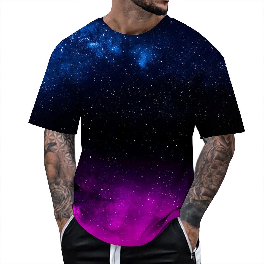 Summer Fun 3D Pattern Tie Dyeing T-shirt Color Painting 3D Printing Men's T-shirt Short Sleeve Top