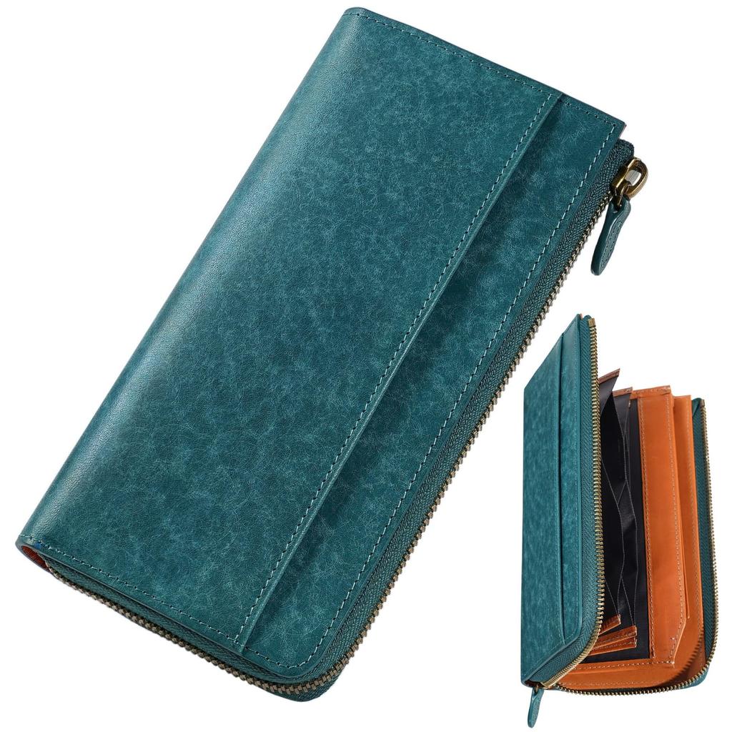 Long Coin Large 20 Bills Will Not Easy To Italian Made by Top Leather Genuine YKK Zipper [Fabrizio] Wallet, Men's, Women's, Wallet, L-shaped Zipper,