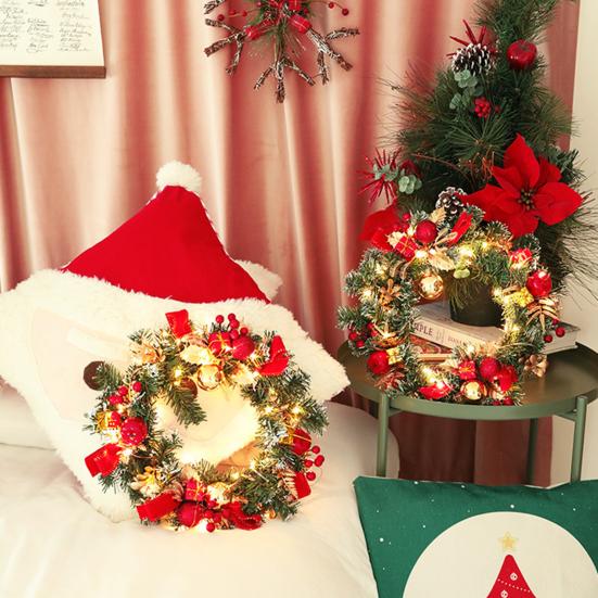 Рождественский венок Yousheng для входной двери, искусственный сосновый венок с ягодами/шишками/цветами для праздничного внутреннего/наружного настенного/оконного/верандного декора