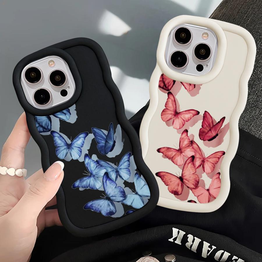 Case for iPhone 17 Air XR 12 8 13 16 Pro Max 11 15 Plus 14 Soft Phone Cover Cartoon Butterfly