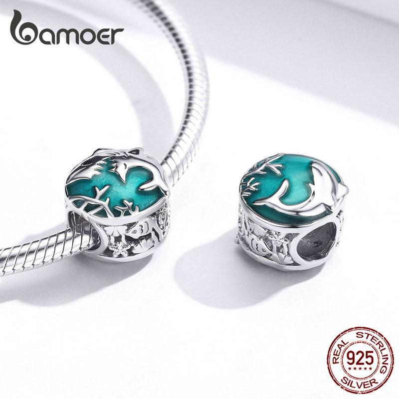 BAMOER Whale Dolphin Shark Charm 925 Sterling Silver Fit Original Bracelet Original Design Jewelry