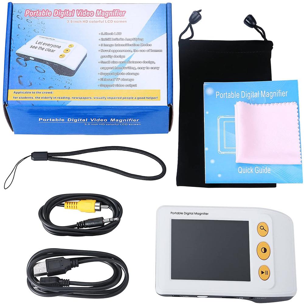 Портативная цифровая лупа для чтения, 3,5-дюймовый ЖК-экран для слабовидящих, 2x-25x зум, складная ручкаAA