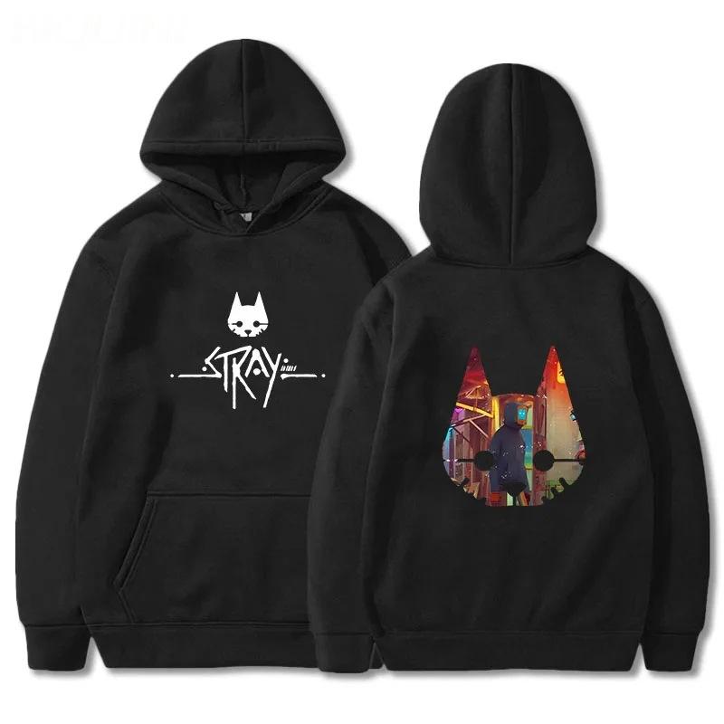 Свитер с капюшоном Аниме Кот из игры Stray Горячий игровой принт Одежда Мужская