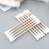 100Pcs Disposable Double Sided Wood Stick Cotton Swab Makeup Cleaning Applicator