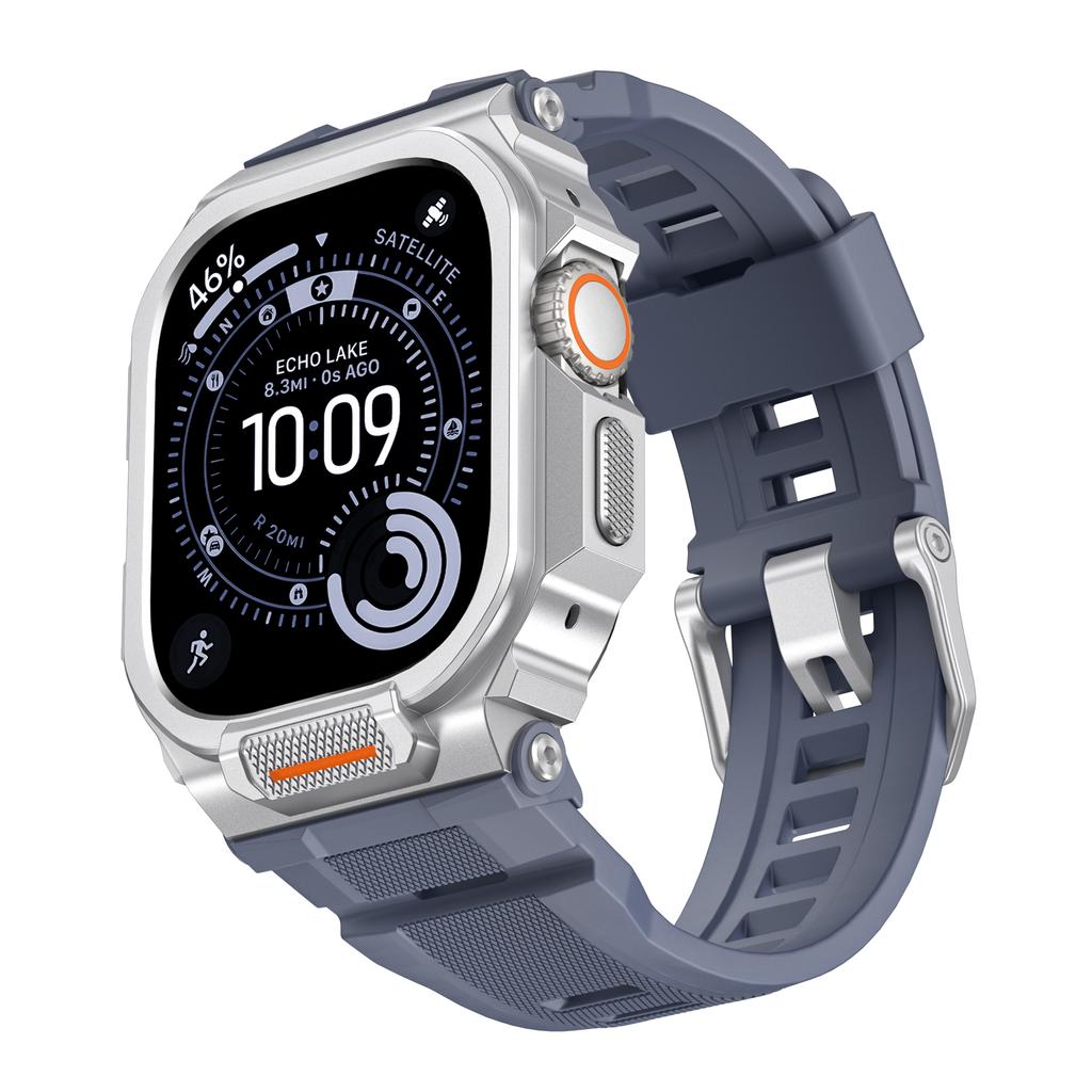 Чехол+Ремешок для Apple Watch Ultra 3 2 49мм Ремешок Аксессуары Спортивный Силиконовый Браслет+Металлический Защитный Бампер Чехол для iWatch 49мм