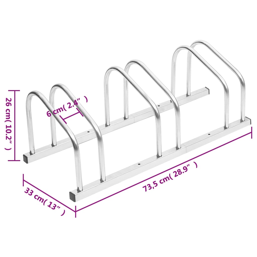 3 Bike Stand Galvanized Steel