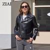 ziai Новая весна осень женская короткая куртка из искусственной кожи повседневное пальто из искусственной кожи свободные мотоциклетные куртки модная уличная одежда большое корейское пальто AZP-30040