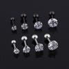2Pcs Medical Titanium Steel Zircon Ear Studs Korean Girls Men's Diamond Earrings Fashion Ear Bone Studs