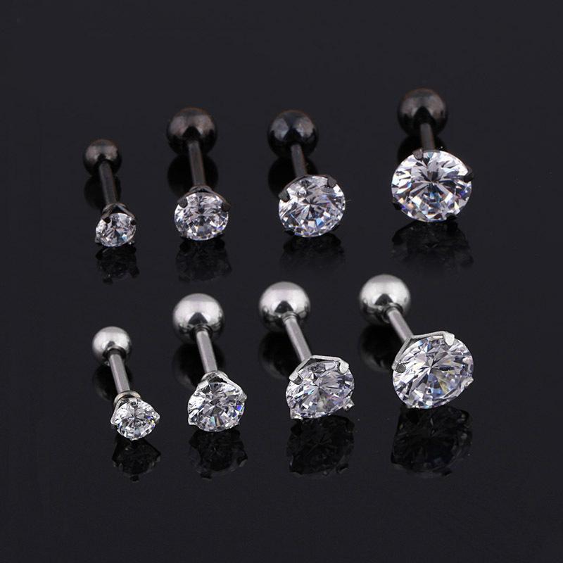 2Pcs Medical Titanium Steel Zircon Ear Studs Korean Girls Men's Diamond Earrings Fashion Ear Bone Studs