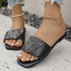 Fashion Women's Flat Shoes Summer New Square Head Shallow Mouth Rhinestone Soft Bottom Slip-resistant Wear-resistant Slippers36-43