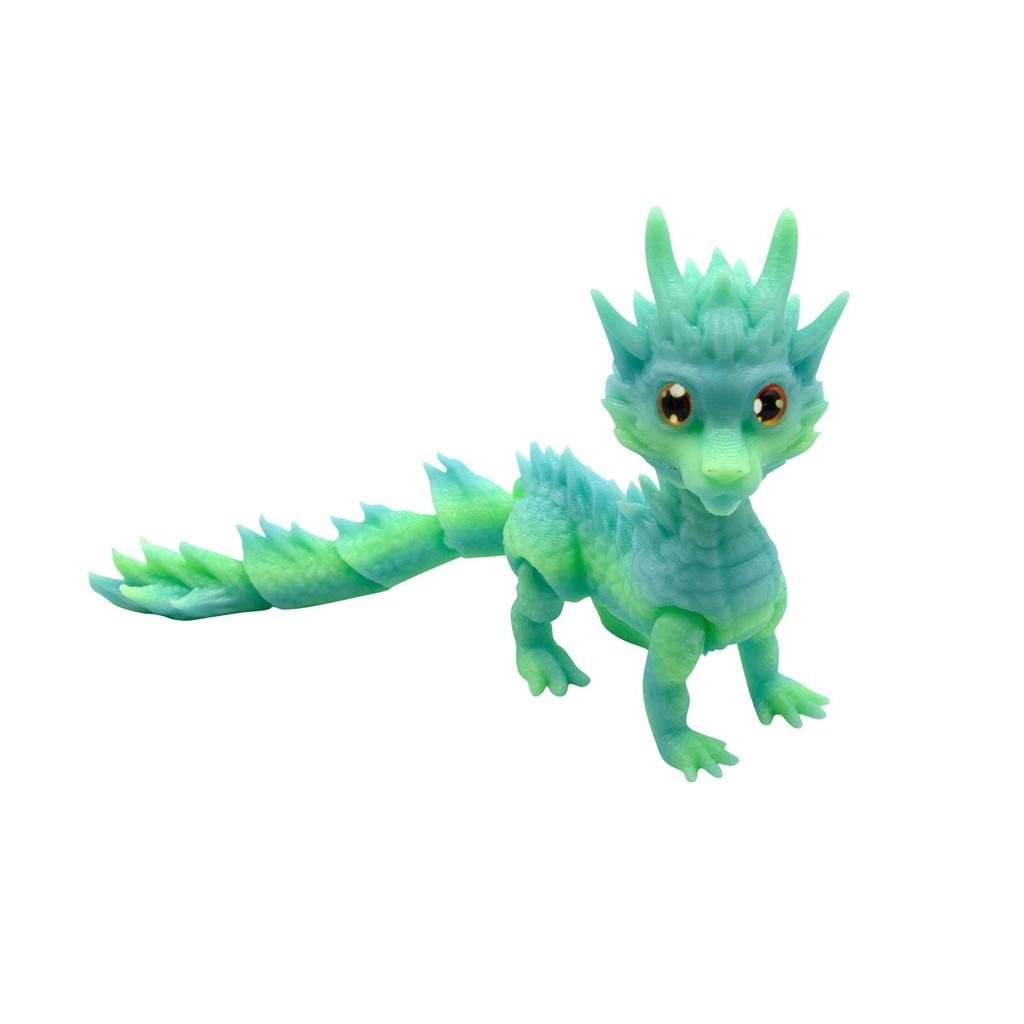 3D-печатный игрушечный дракон с длинной шерстью, разноцветный градиентный орнамент