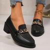 Female Shoes on Sale 2024 High Quality Slip on Women's Pumps Autumn Pointed Toe Chain Solid Dress Chunky Heels Plus Size Shoes