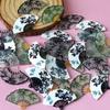 30Pcs/Pack Chinese Vintage Bamboo Fan Acrylic Connector Charms Bulk Wholesale Calligraphy Art Pendant For Earring Jewelry DIY