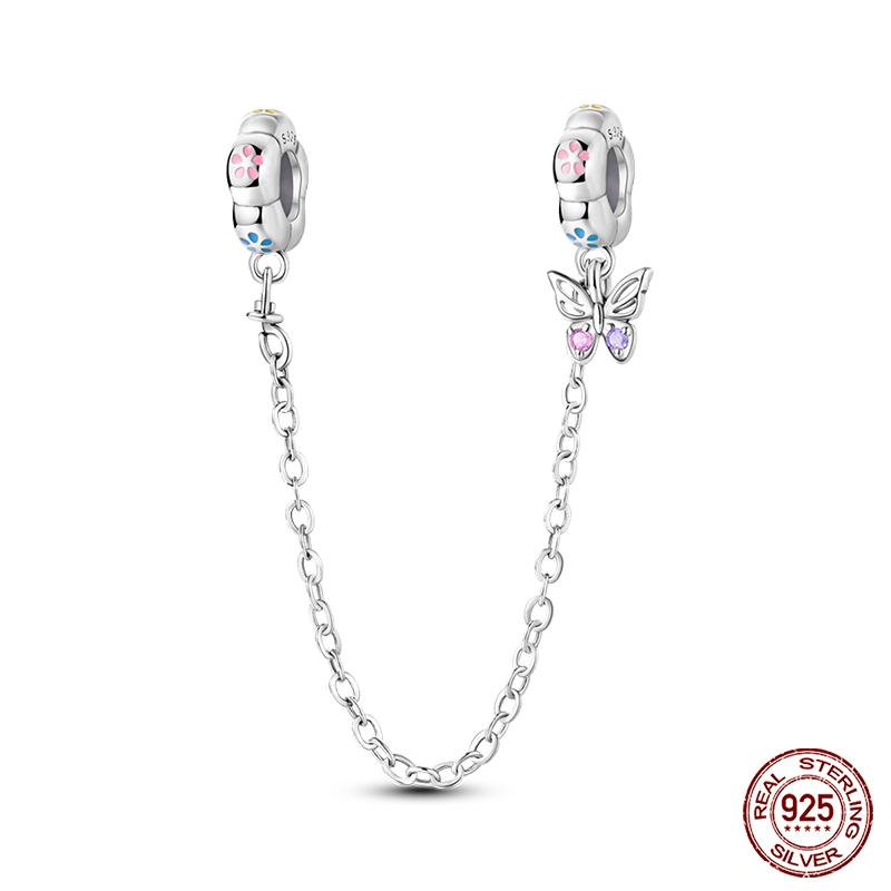Серебро 925 пробы Форма Сердца Замок Ког Кошки Фантазийный Узор Цепочки Безопасности Подходят для Браслетов Qikaola DIY Украшения