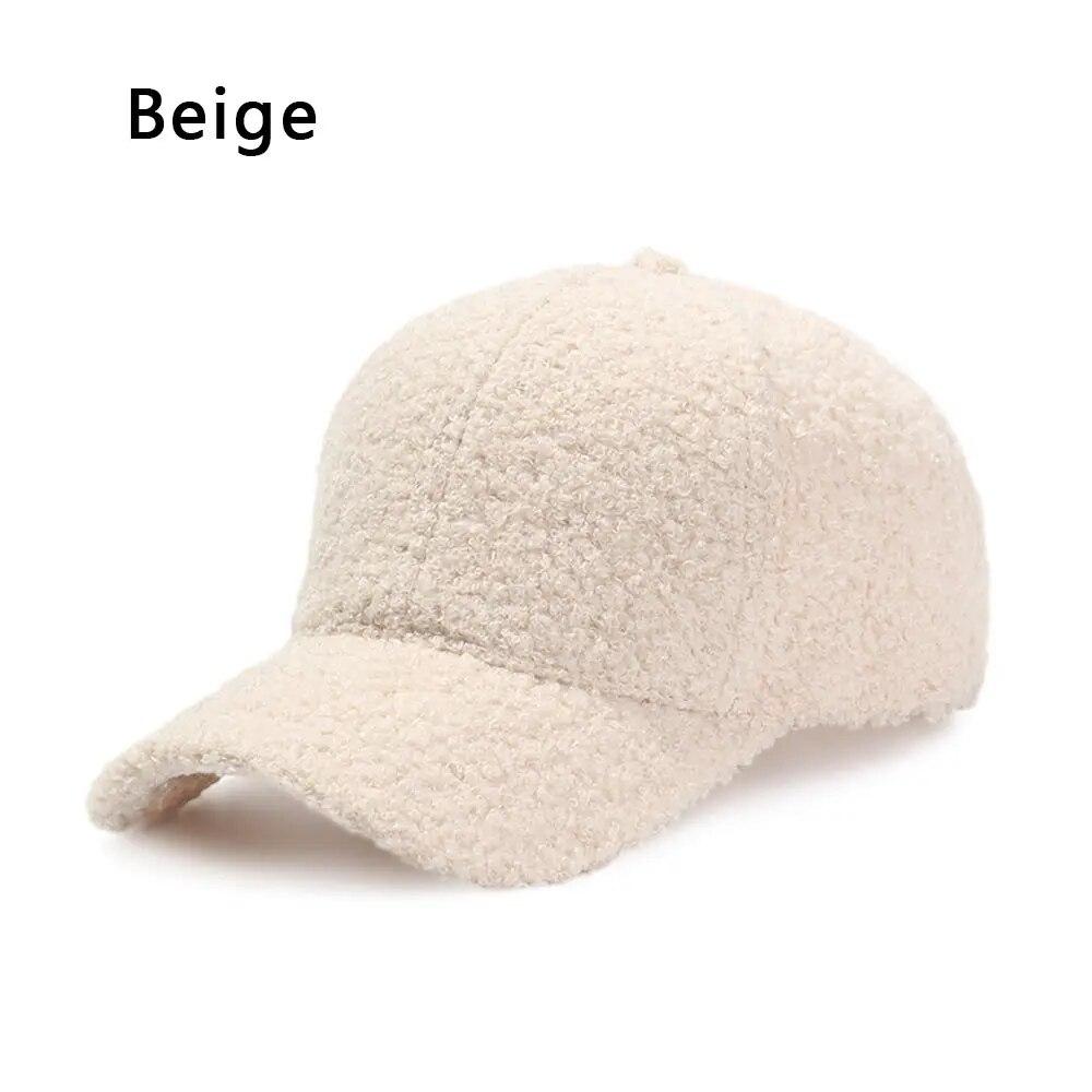 Утепленная бейсболка из овечьей шерсти с козырьком, шляпа от солнца для женщин и девочек, теплая уличная осенне-зимняя плюшевая нечеткая мужская кепка, регулируемая шляпа в стиле хип-хоп