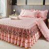 Комплект из 3 предметов для спальни Высококачественная юбка для кровати из хрустального бархата Комплект из трех предметов с толстой кружевной отделкой, стиль корейской принцессы Теплый и нескользящий чехол для матраса