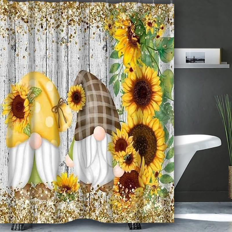 Sunflower Dwarf Bathroom Shower Curtain Dwarf Waterproof Fabric Bathroom Curtain With 12 Hooks Sunflower Home Deco Free Ship