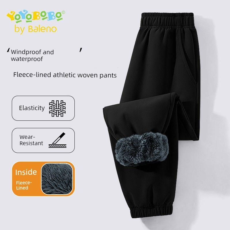 Baleno Kids Ybb Boys' Sports Pants Autumn and Winter Children's Casual Pants Outdoor Fleece-Lined Pants