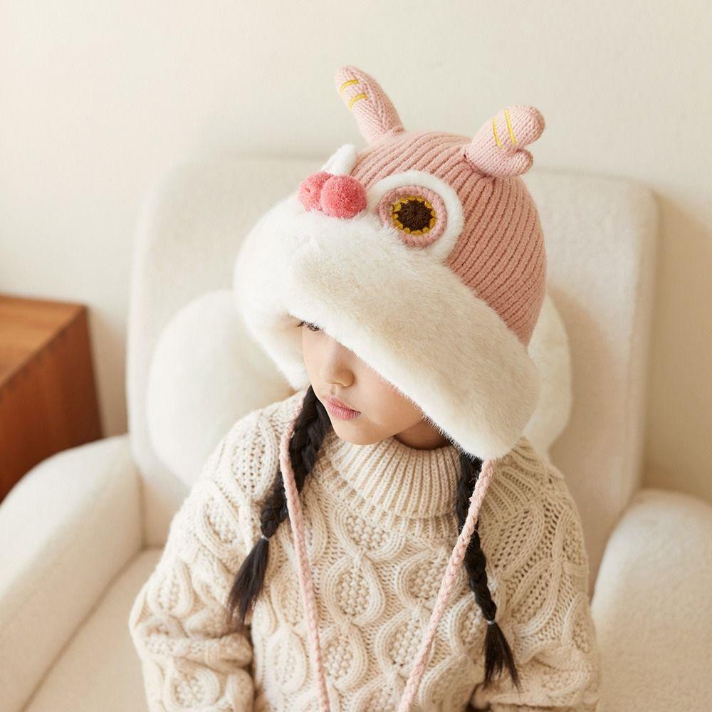Hairball New Year Lion Cap Embroidery Cap Kids Beanie Cap Unique Children Fleece Hat Ear Protector