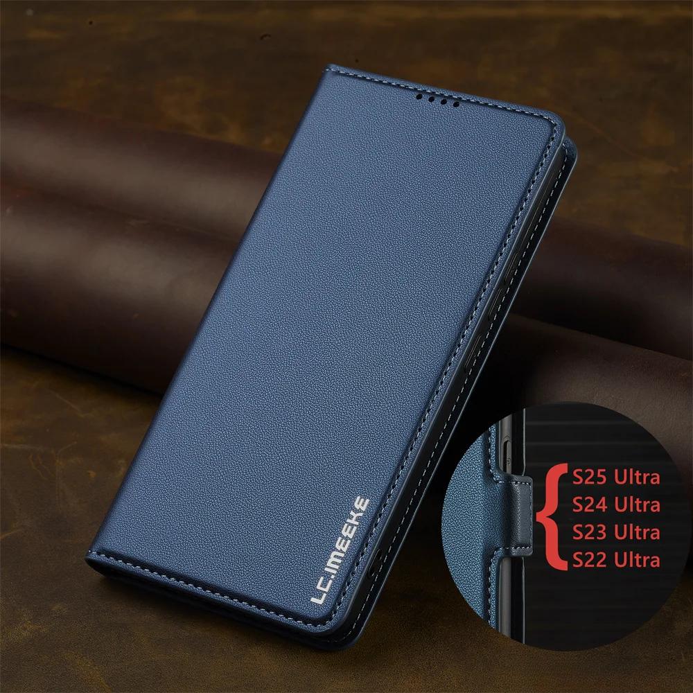 Флип кожаный чехол для Samsung Galaxy A15 A35 A55 A14 A34 A54 A56 A16 A36 S25 S24 S23 Ultra S22 S21 Plus S20 FE чехол для телефона с картой