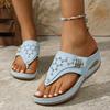 Модные женские тапочки Летние сандалии на танкетке Кожаные нескользящие тапочки Мягкая платформа Обувь Шлепанцы Ортопедические сандалии Слайды Женские