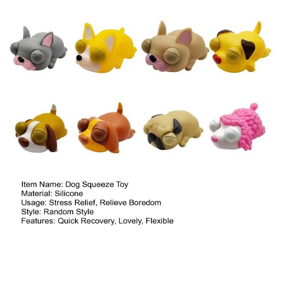 Сквиши Фиджет Игрушка Мягкий Силикон Милая Кукла Щенок Игрушки для Сжатия Снятие Стресса Вентиляционная Игрушка Выпучивающая Глаза Мультяшная Кукла Собака Игрушка для Декомпрессии Сувенир для Вечеринки