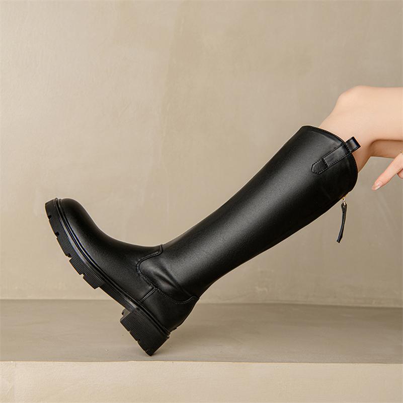 Meotina Женские ковбойские сапоги до колена с круглым носком на платформе и толстом среднем каблуке, на молнии, в стиле вестерн, женские модные зимние ботинки Gogo