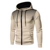 Mens Solid Color Hooded Zip-Up Sweatshirt Loose Fit Casual Sportswear Long Sleeve