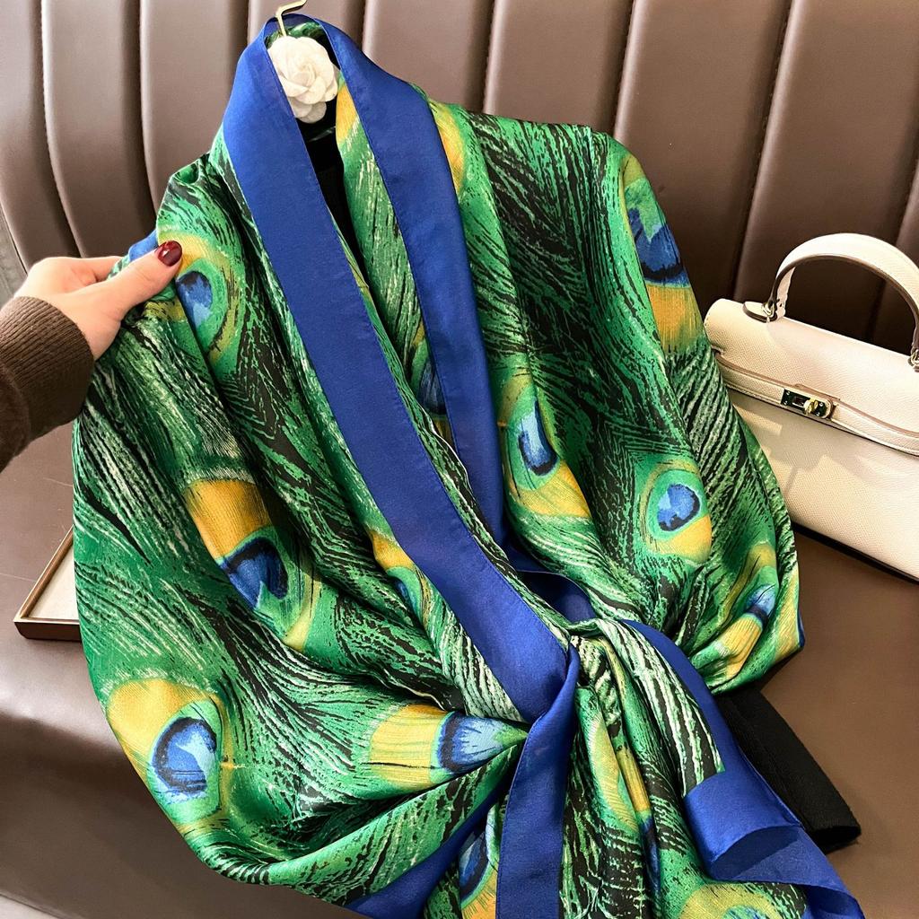Fashion Silk Scarf Women Shawls Female Cover Flowers for Traveling Sun Protect Sunscreen Beach Scarves Air Conditioning Wraps