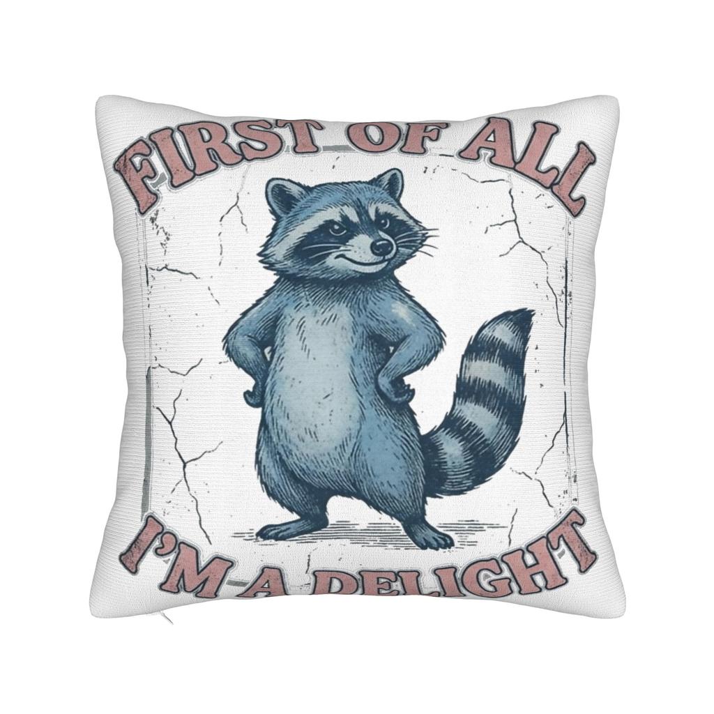 First Of All I'M A Delight Funny Raccoon Pillow Covers Stuff Printed Cushion Cover Gift Throw Pillow Case Cover Chair Multi-Size