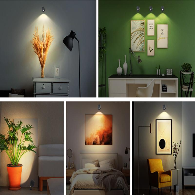LED Wall Mounted Lights, Rechargeable Sconces Lamp, 3 Color Temps & Touch, 360°Rotation Dimmable Cordless Light