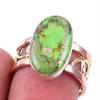 Natural Green Copper Turquoise Gemstone 925 Solid Silver TwoTone Ring 7.5US F8u18