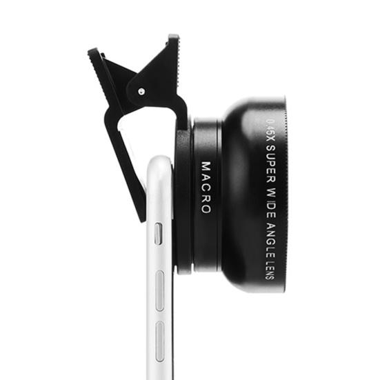 HD-объектив для телефона с большой диафрагмой, широкоугольный объектив 52Uv, 0,45X и макрообъектив 12,5X, клипса 2 в 1, камера для мобильного телефона