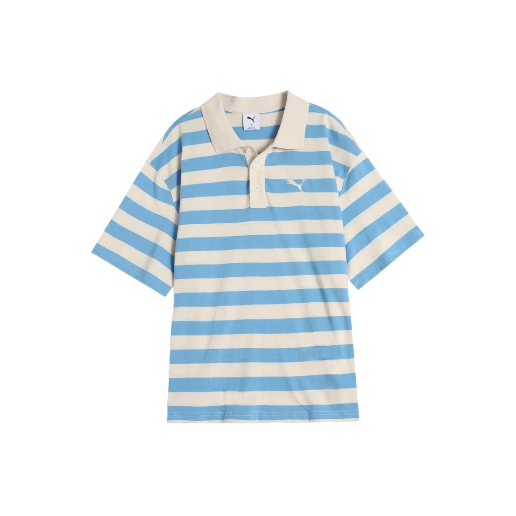 PUMA Striped SS25 WARDROBE ESS Polo Shirt Unisex Light Blue 633857-57