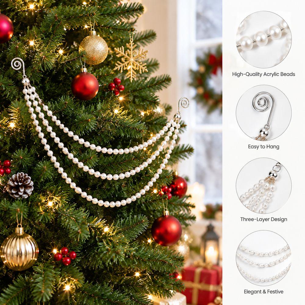 Acrylic Pearl Bead Garland Faux Pearl Beaded Hanging Decoration Christmas Window Decor