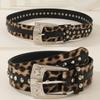 Модный леопардовый принт, украшение металлической пряжкой со стразами, женский широкий ремень для уличной моды