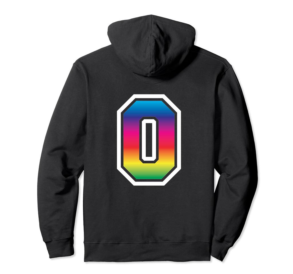 Number Rainbow Jersey Block Letter Graphic Hoodie #0