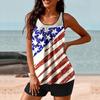 2 шт./компл. женский танкини комплект с принтом в виде американского Дня независимости жилет однотонные шорты для плавания комплект купальники