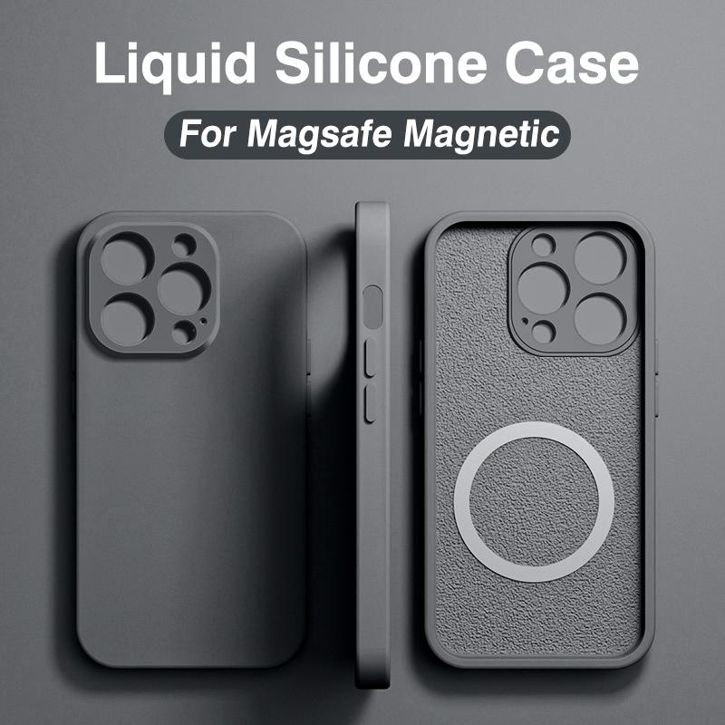 Оригинальный чехол Magsafe Magnetic для iPhone 15 14 13 12 11 Pro Max 8 Plus Жидкий силиконовый чехол XR X XS Беспроводной зарядный чехол