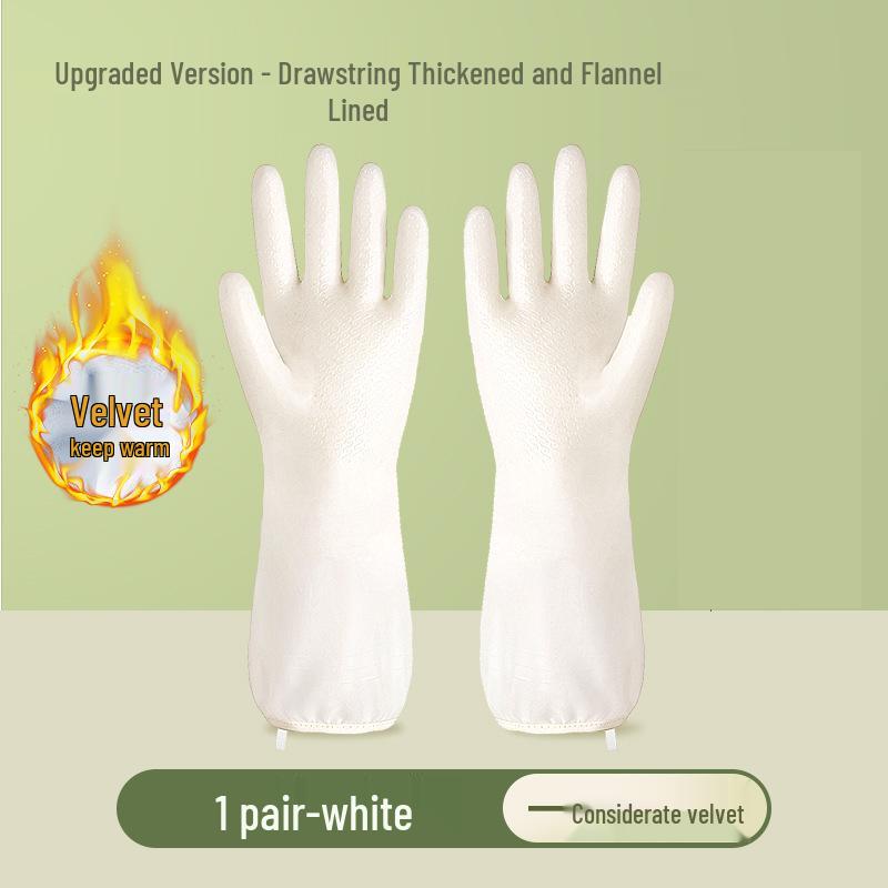 Winter Warm Waterproof Velvet-Lined Rubber Dishwashing and Cleaning Gloves