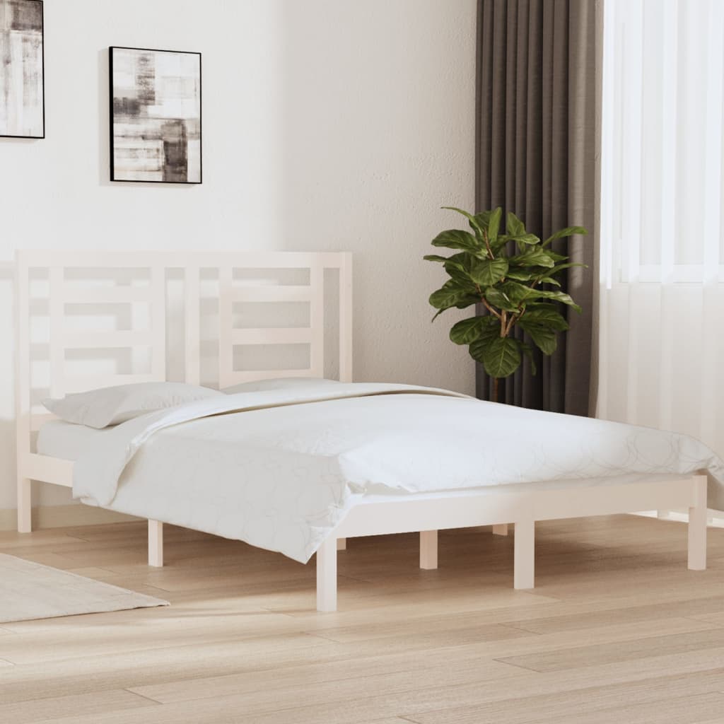 Solid Wood Bed without Mattress White 140 x 190 cm Pine Wood