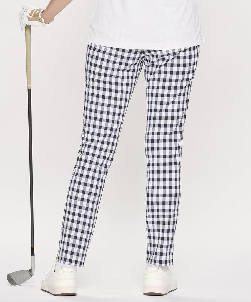 Штаны Coq Sportif Golf Quarter Gingham BK00 [Le Golf], Длина, Клетка, Эластичные, Воздухопроницаемые, Стильные, Гольф, LG5SLP50L, Женские, (черный)