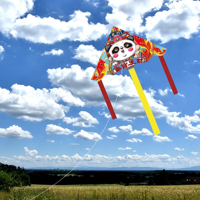 Cartoon Panda Childrens Kite Cute Triangle Toy Easy To Fly In The Breeze
