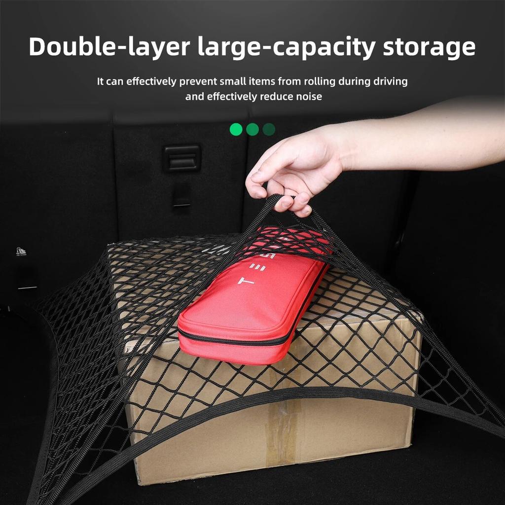 LUCKEASY For Tesla Model Y 2023 Traveling Baggage Fixed Net Modified Trunk Net Bag Storage Organizer Bag Car Accessories