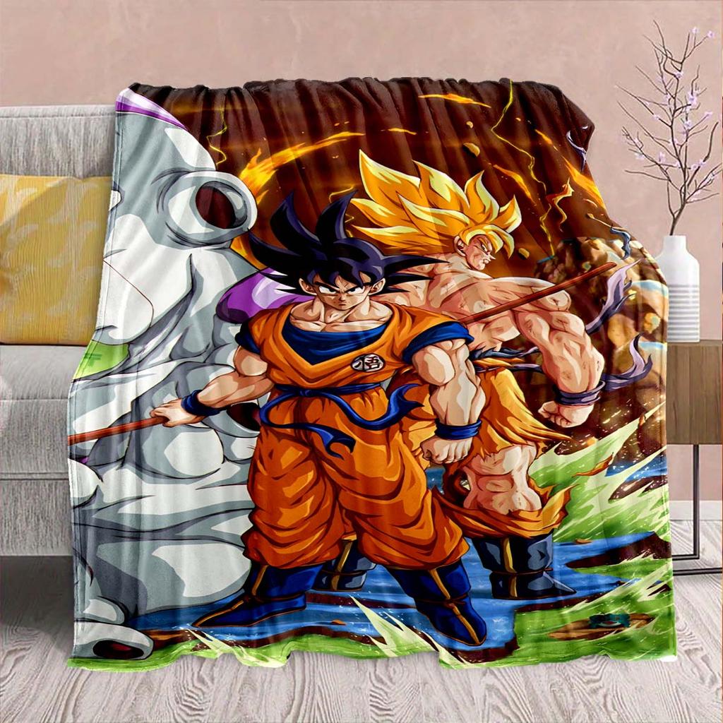 Фланелевое одеяло из аниме Dragon Ball - Мягкое, теплое, идеально подходит для дивана, постельного белья, кемпинга, путешествий, офиса, домашнего декора -QJY