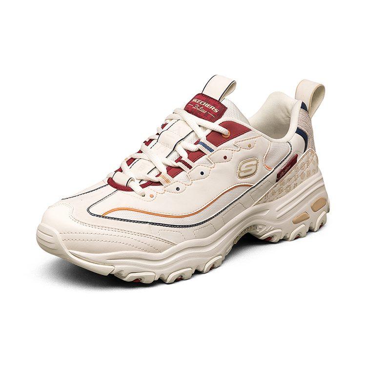 Skechers D Lites Low Top Running Shoes Beige/Red 666169-WHT