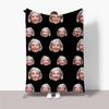 Black Background Photo Face With Picture Personalized Flannel Blanket Birthday Commemorative Blanket